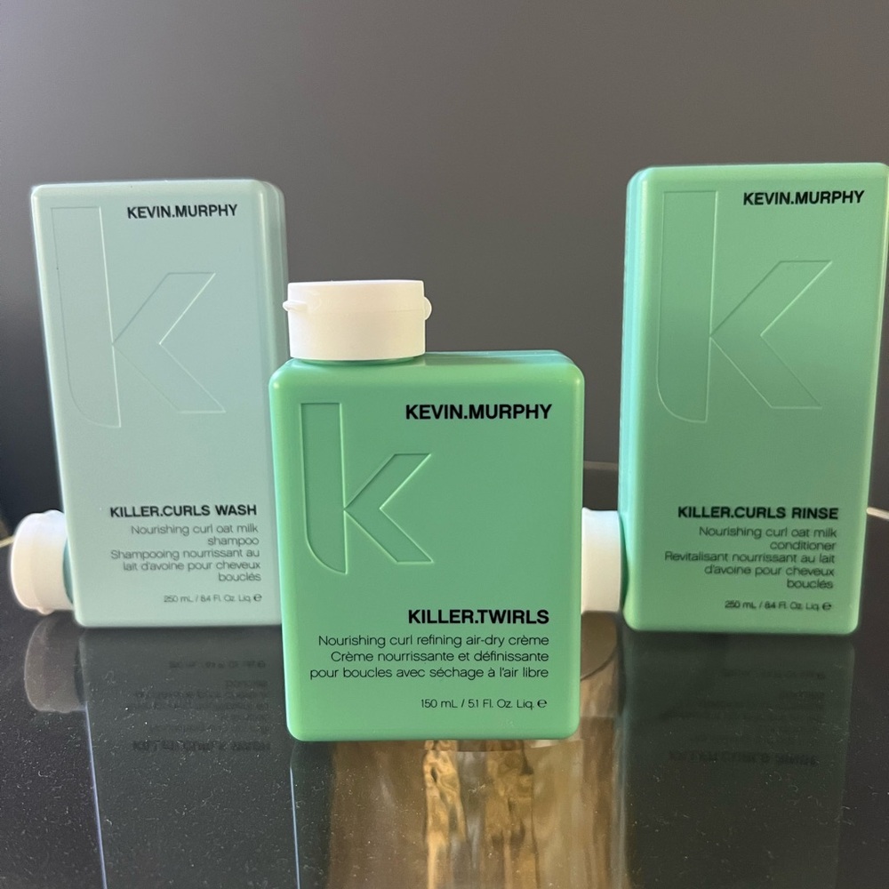Brand new set of Kevin Murphy Curls wash, Rinse, and Twirls.  Never opened.